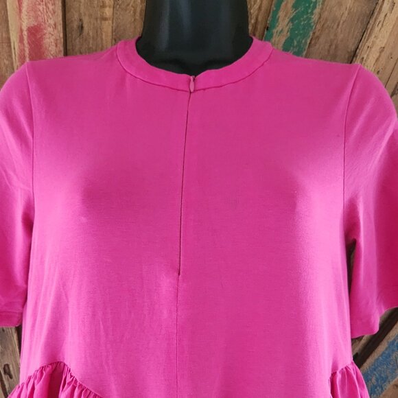 COS hot pink puff skirt cotton Dress Sz XS side pockets - Picture 4 of 9